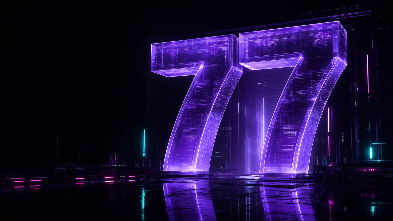 Световая инсталляция в форме числа 77
